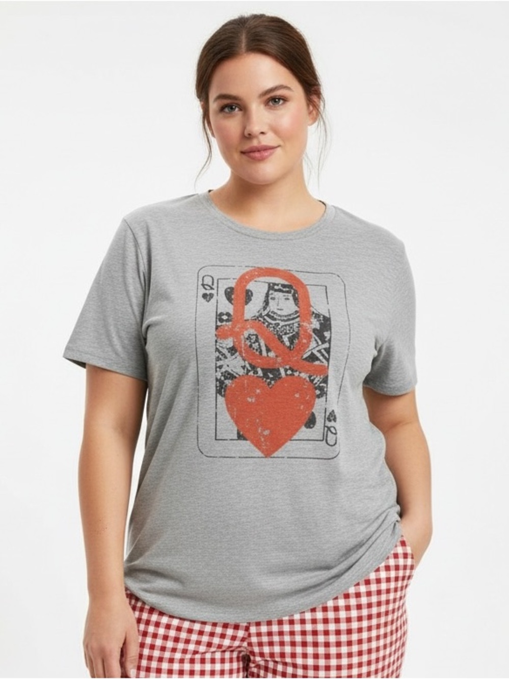 Queen of Hearts Alice in Wonderland Gray Graphic T Tee Shirt